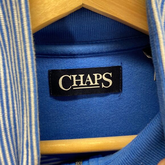 Chaps Sweater Pullover Men M Medium Blue Striped High Neck Knit Long Sleeve - Picture 5 of 10